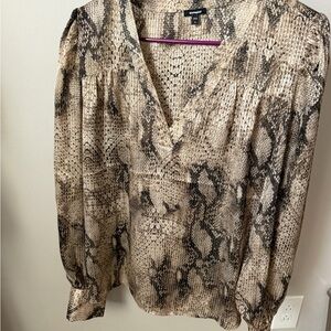 Express Beige and Black Snake Print Blouse